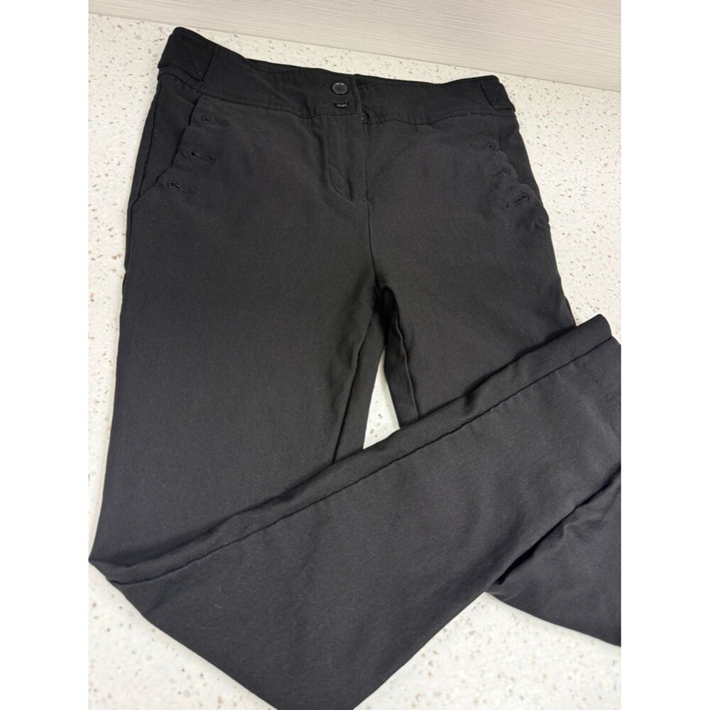 women 6 medium Black Ponte Pants dressy work solid capsule pockets A14